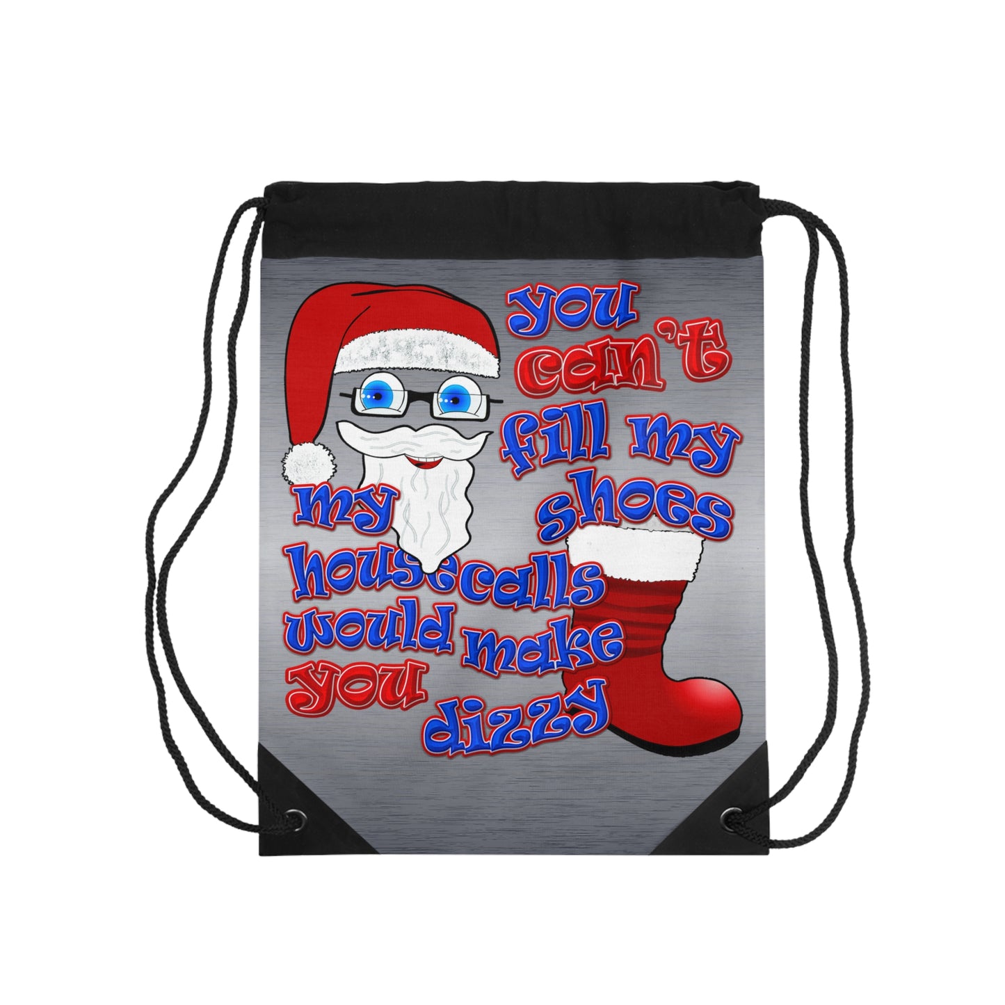 santa's shoes - Drawstring Bag (brushed nickel)