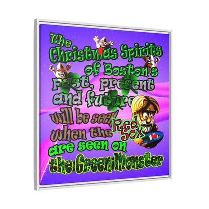 christmas spirits of boston - framed canvas art (purple-pink wave)