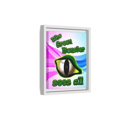 green monster - framed canvas art (light blue-pink wave)