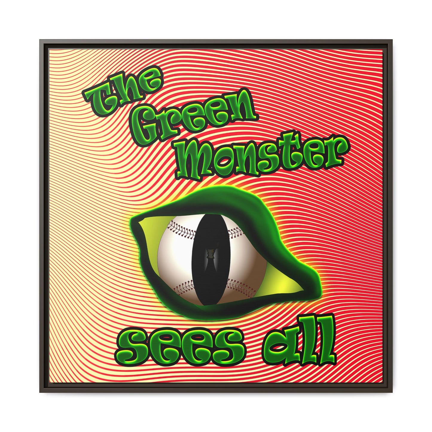 green monster - framed canvas art (yellow-orange wave)
