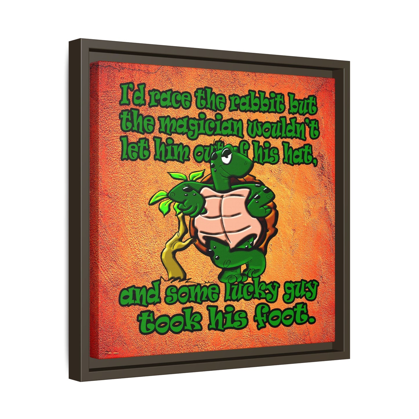 turtle race - framed canvas art (burnt orange)
