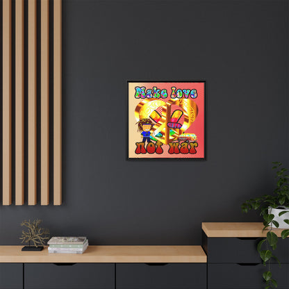 love peace - framed canvas art (yellow-orange wave)