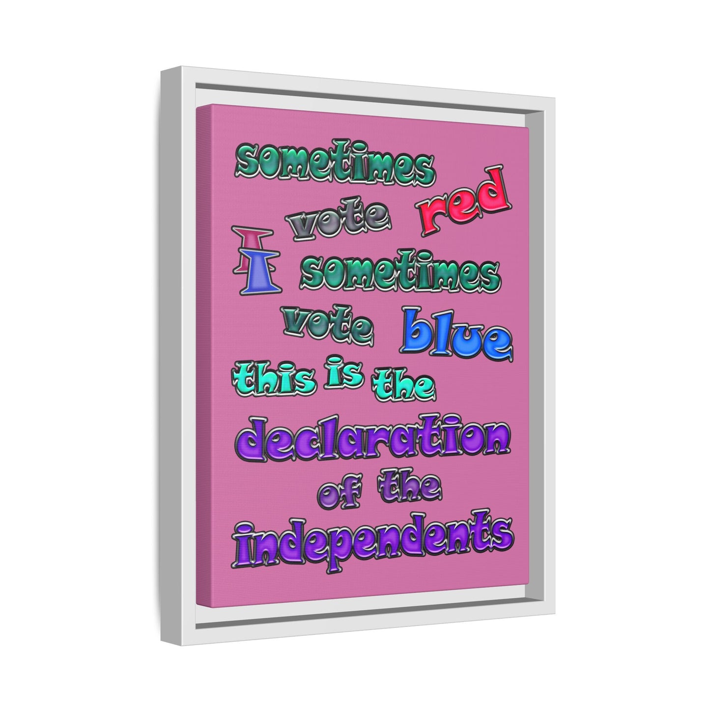 declaration of the independents - framed canvas art (light pink)