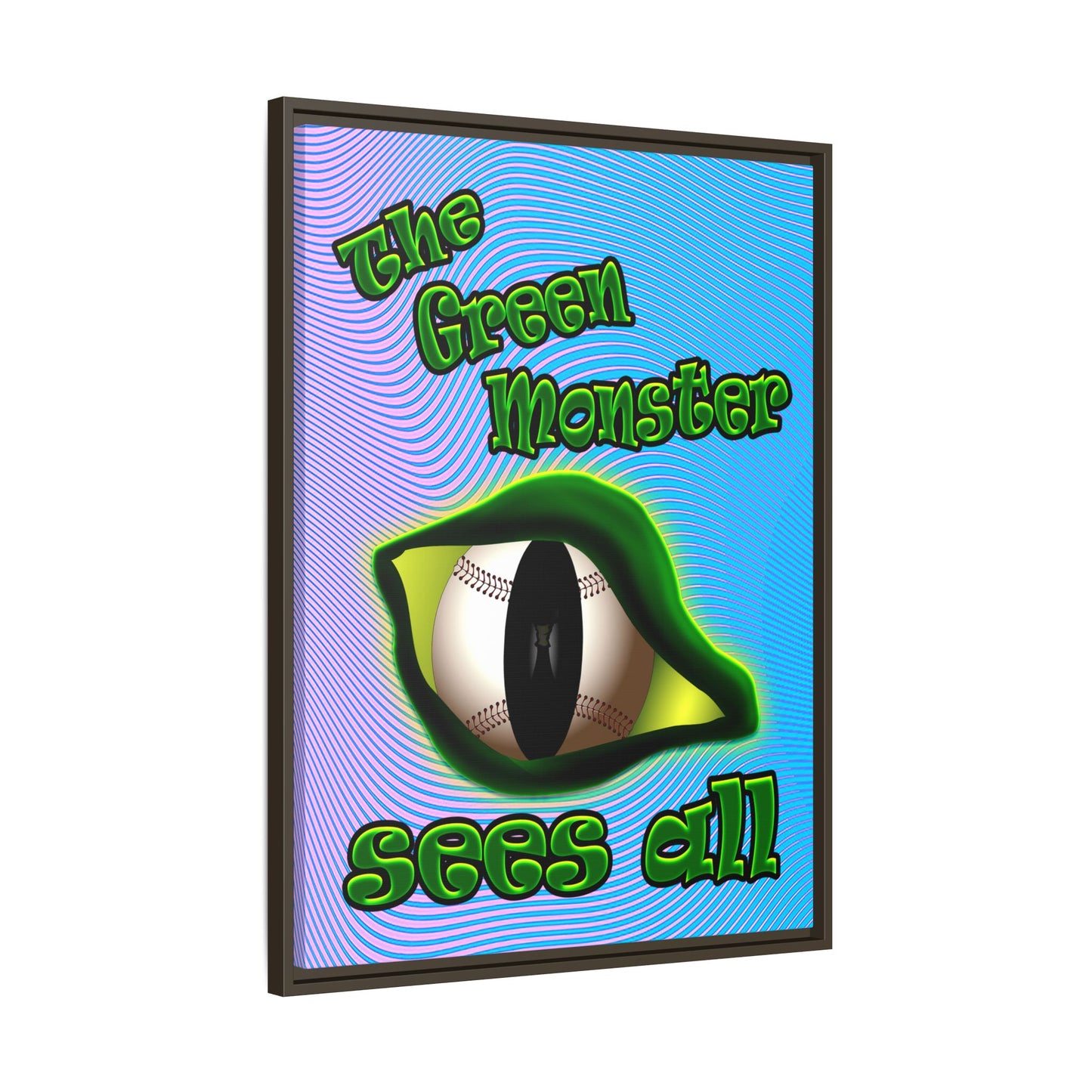green monster - framed canvas art (light blue-purple wave)