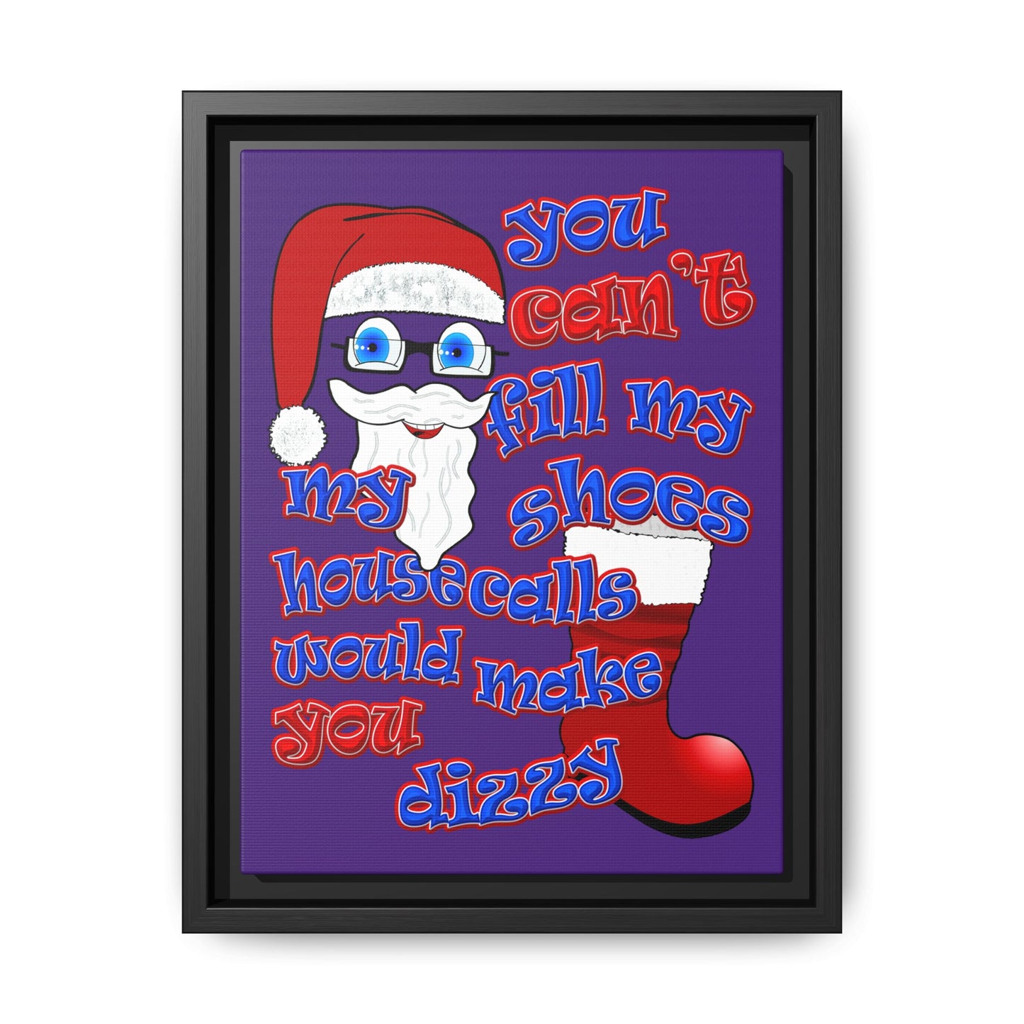 santa's shoes - framed canvas art (purple)