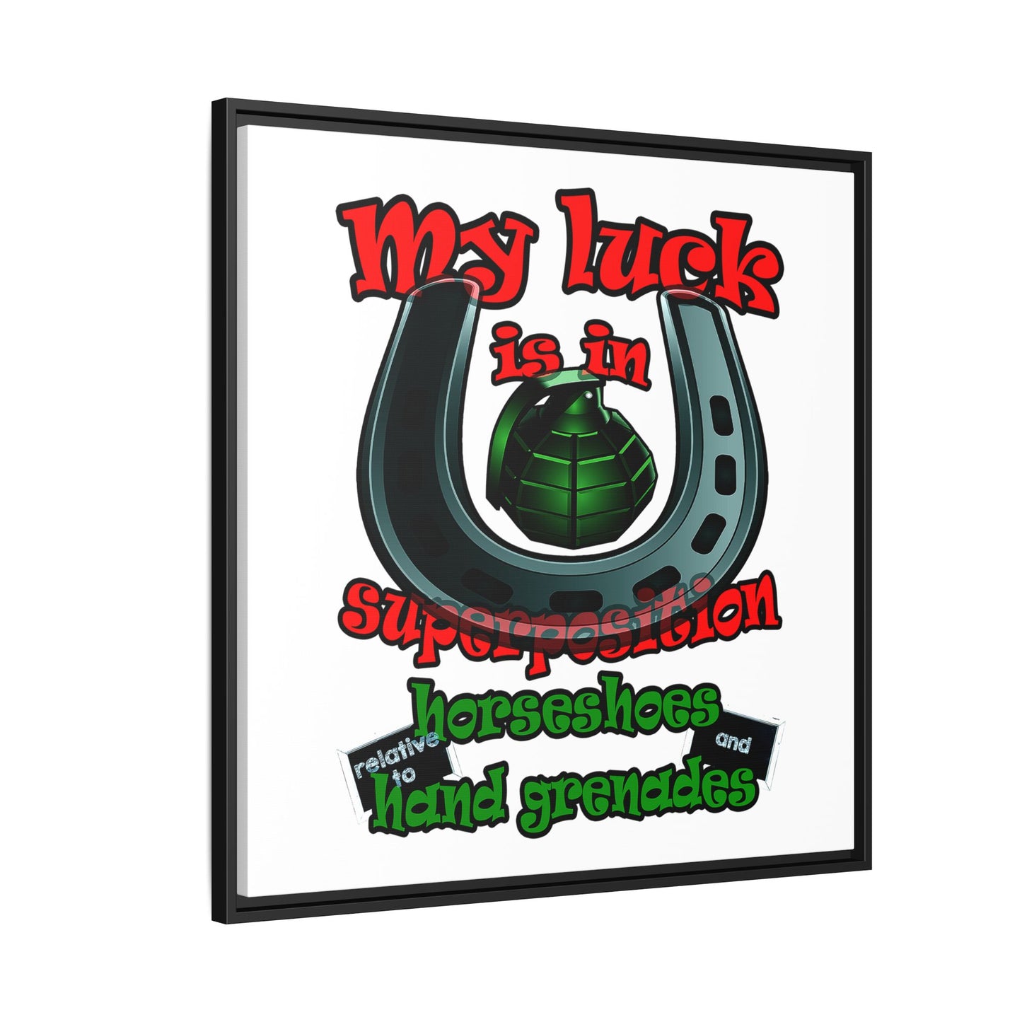 my luck - framed canvas art (white)
