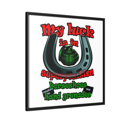 my luck - framed canvas art (white)