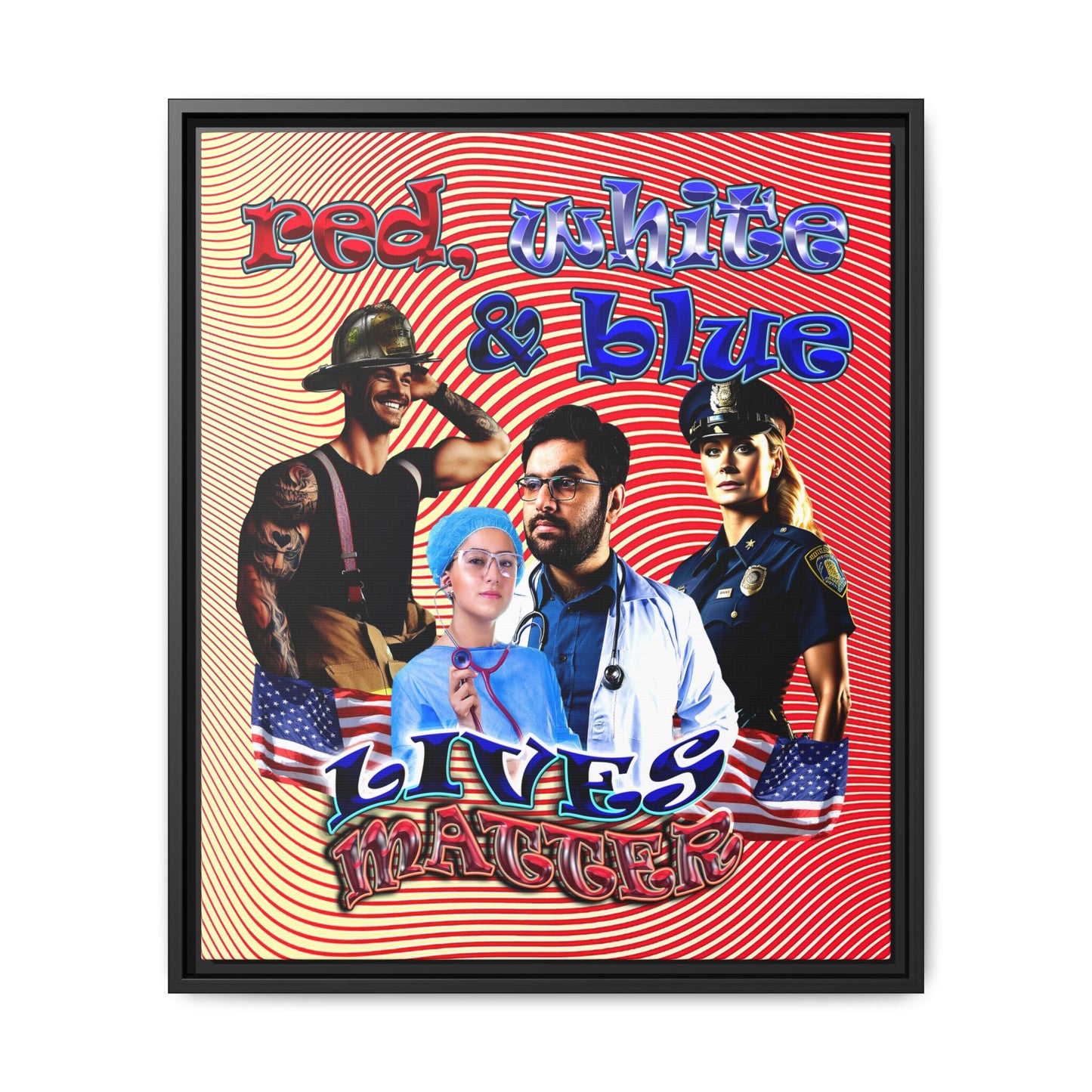 rw&b lives matter - framed canvas art (yellow-orange wave)