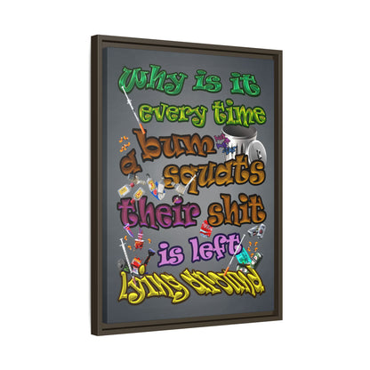 the bum's shit - framed canvas art (grey-light grey)