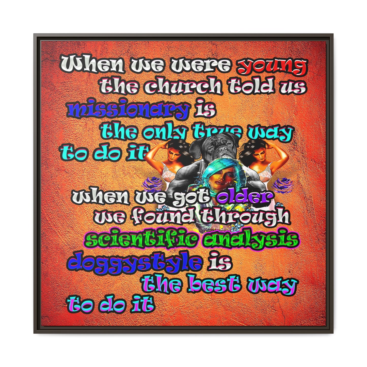 doggystyle - framed canvas art (burnt orange)