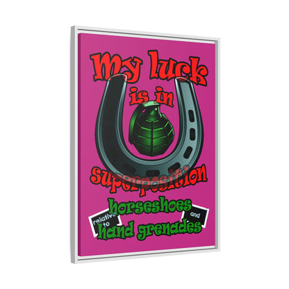 my luck - framed canvas art (pink)