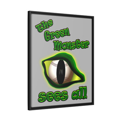 green monster - framed canvas art (light grey)