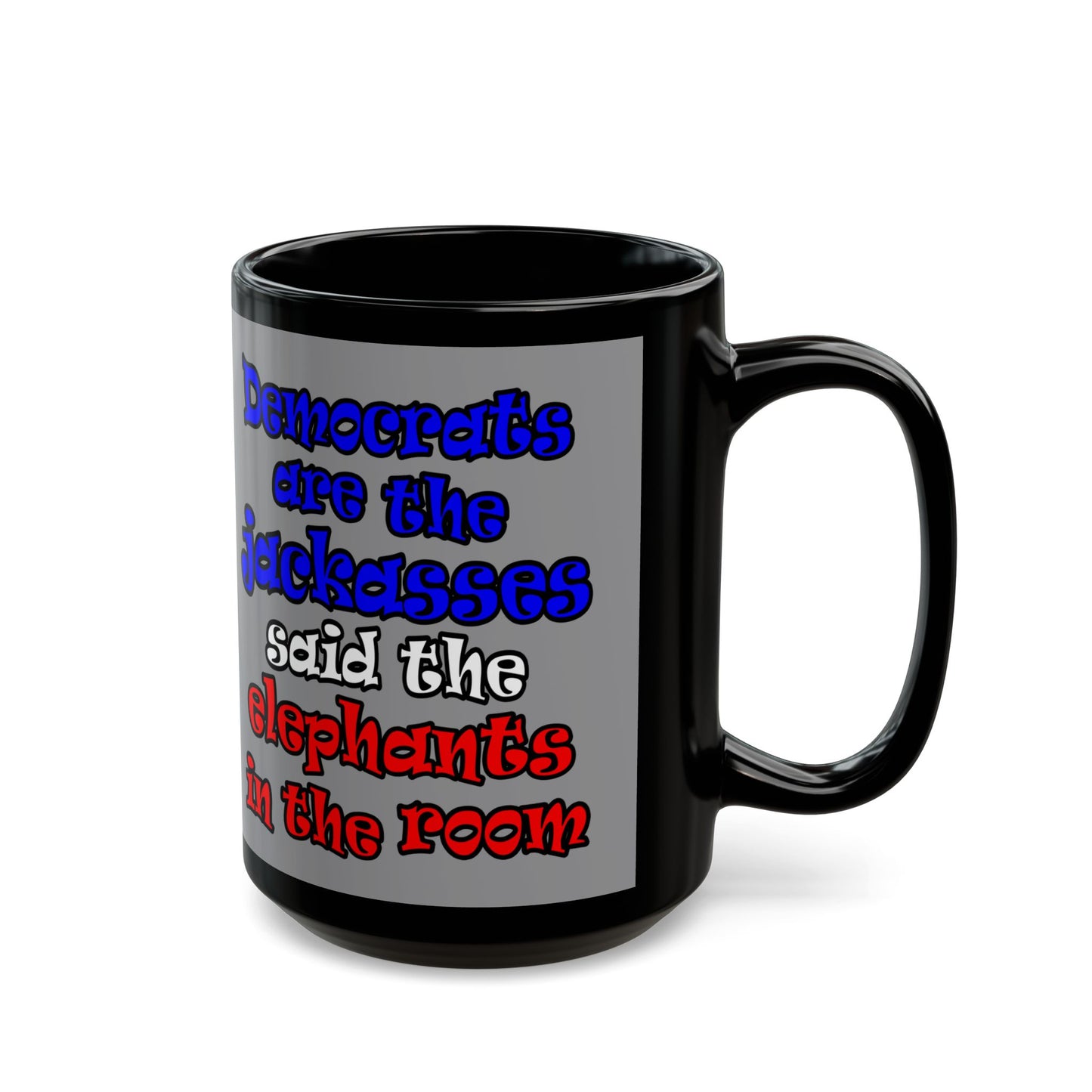 donkeys and elephants - Black Mug (grey)