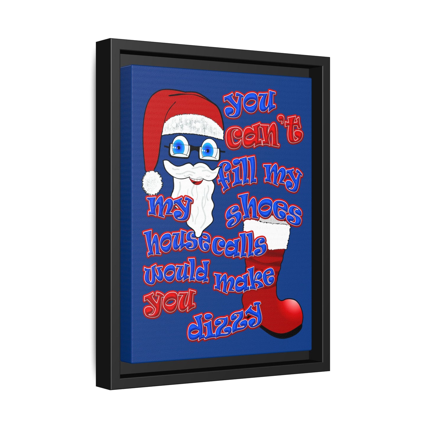 santa's shoes - framed canvas art (dark blue)