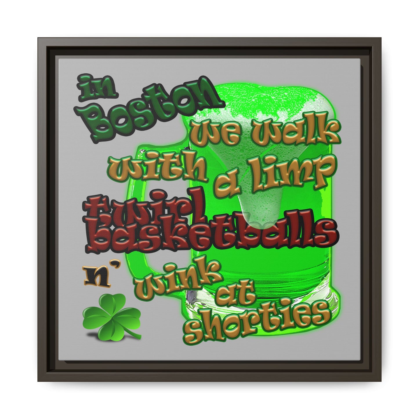 celtics logo - framed canvas art (light grey)