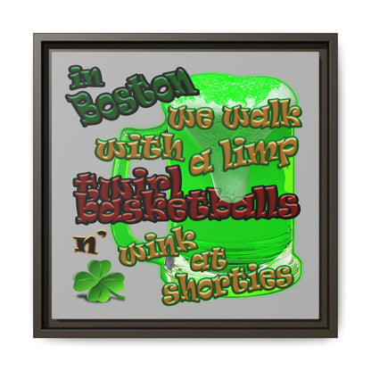 celtics logo - framed canvas art (light grey)