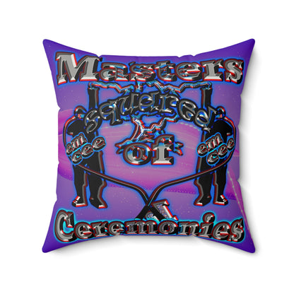em cee squared - Faux Suede Square Pillow - (purple-pink wave)