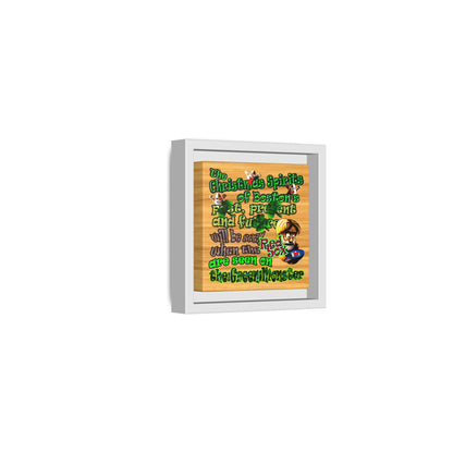 christmas spirits of boston - framed canvas art (butterscotch wood finish)