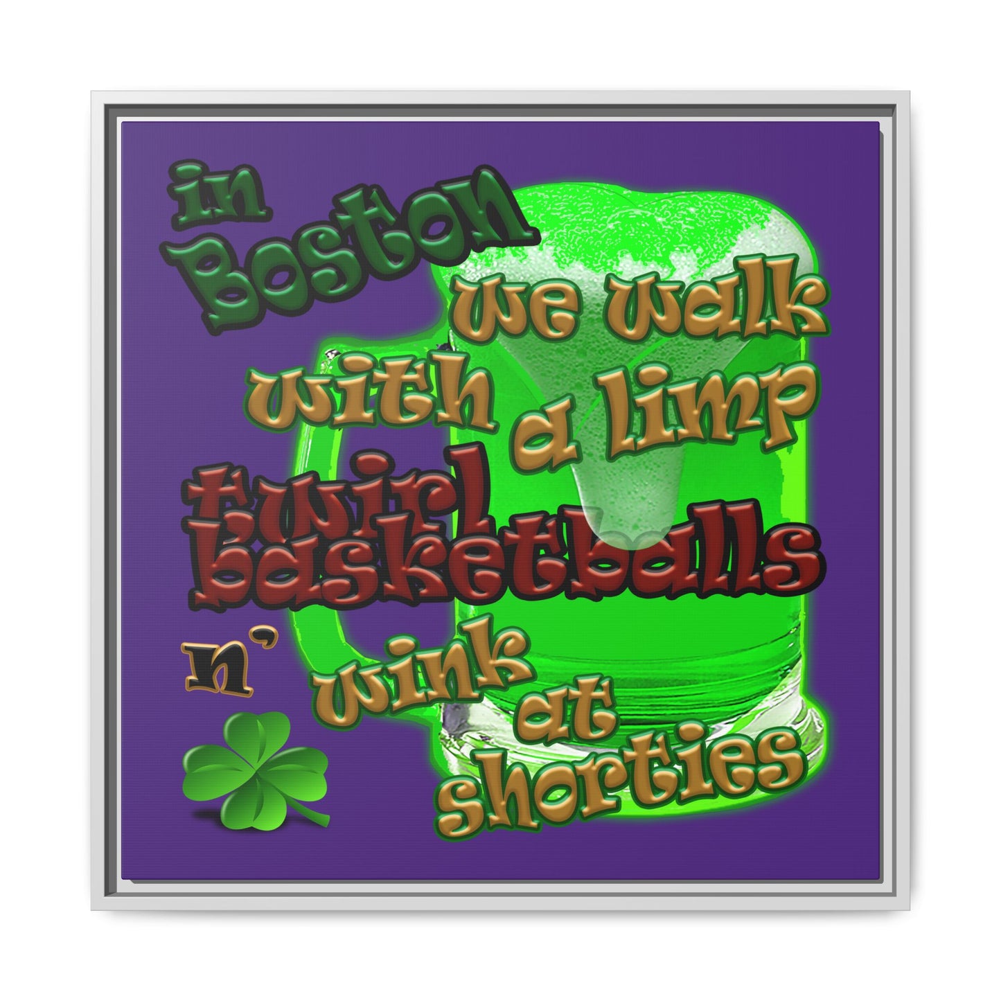 celtics logo - framed canvas art (purple)