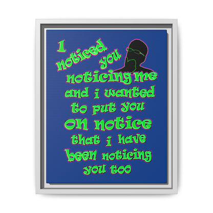 noticed you noticing - framed canvas art (dark blue)