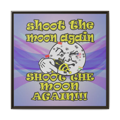 shoot the moon again - framed canvas art (light blue-pink wave)