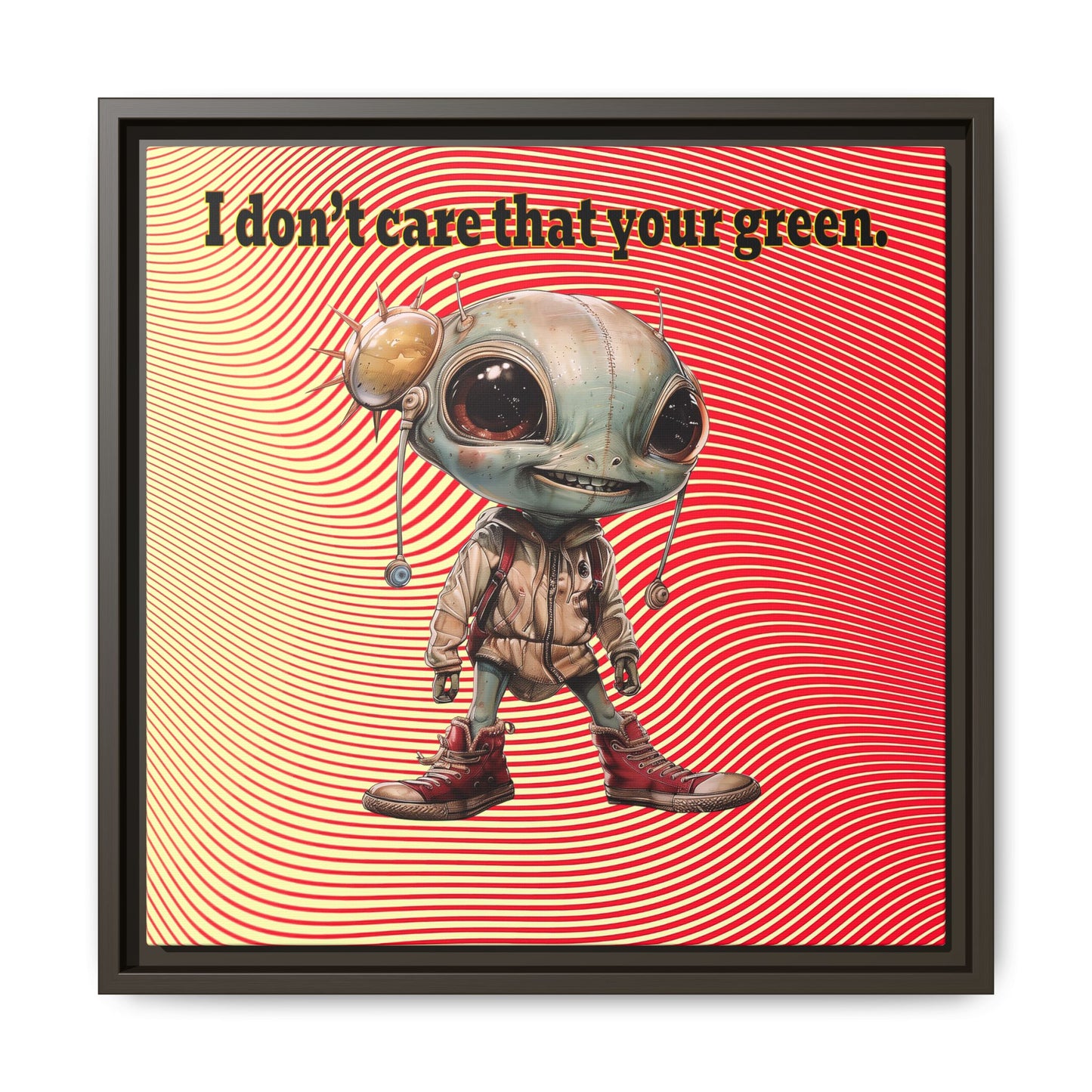 I don't care that your green - framed canvas art (yellow-orange wave)