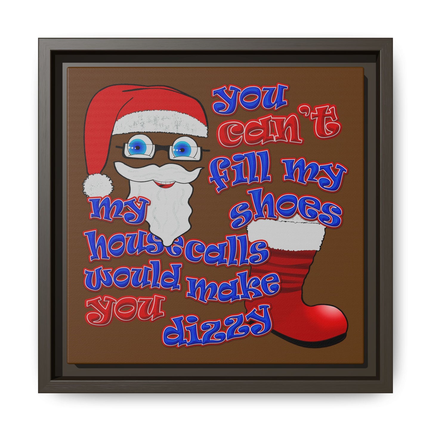 santa's shoes - framed canvas art (brown)