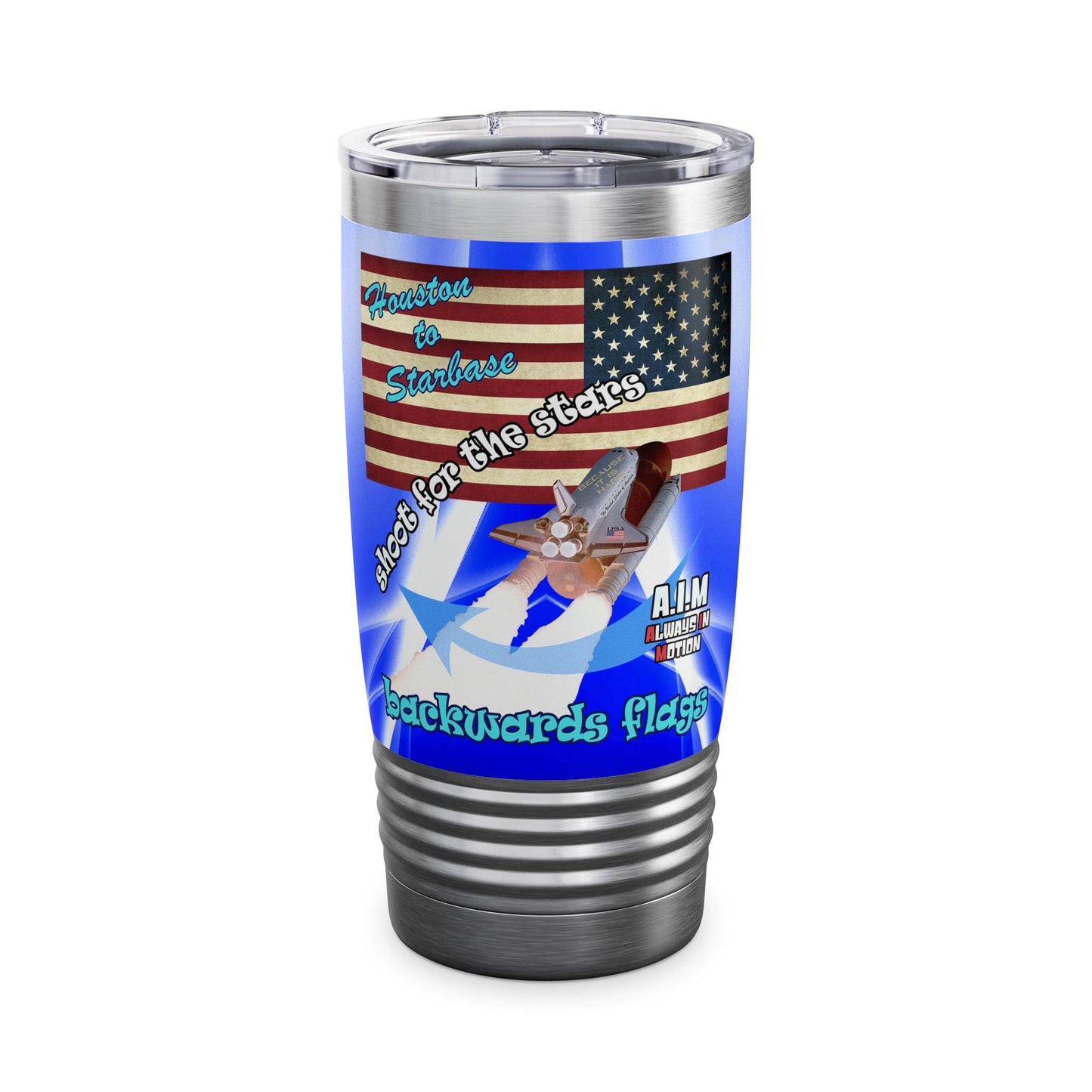 shoot for the stars - Ringneck Tumbler, 20oz (blue-white wave)