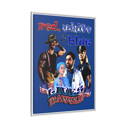 rw&b lives matter - framed canvas art (dark blue)