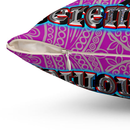 em cee squared - Spun Polyester Square Pillow - (pink swirl)