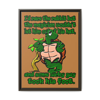 turtle race - framed canvas art (light brown)