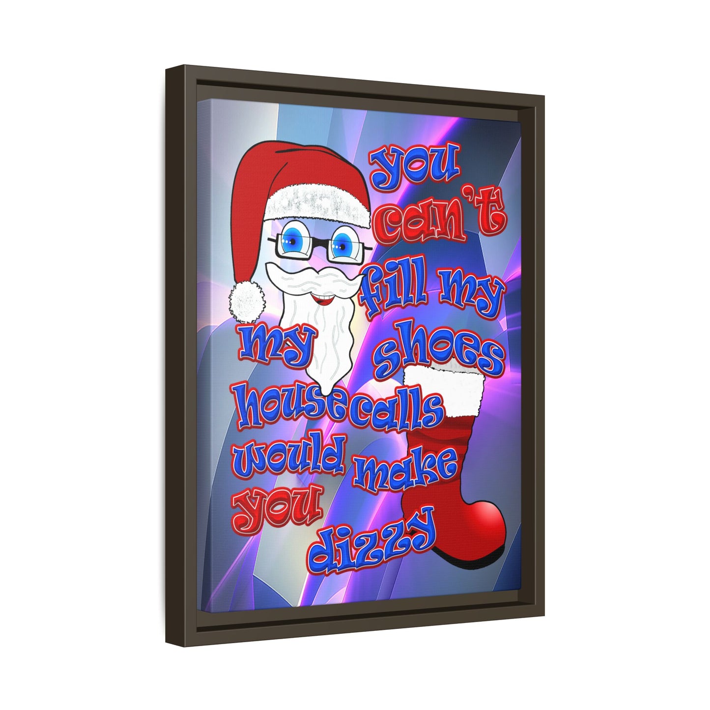 santa's shoes - framed canvas art (grey-pink wave)