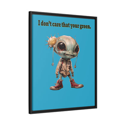 I don't care that your green - framed canvas art (turquoise)