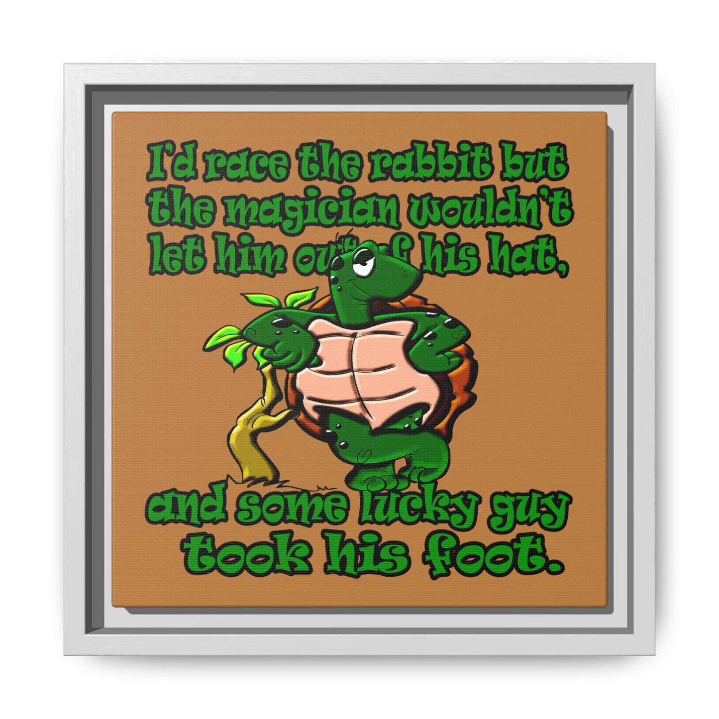 turtle race - framed canvas art (light brown)
