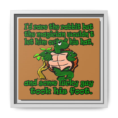 turtle race - framed canvas art (light brown)