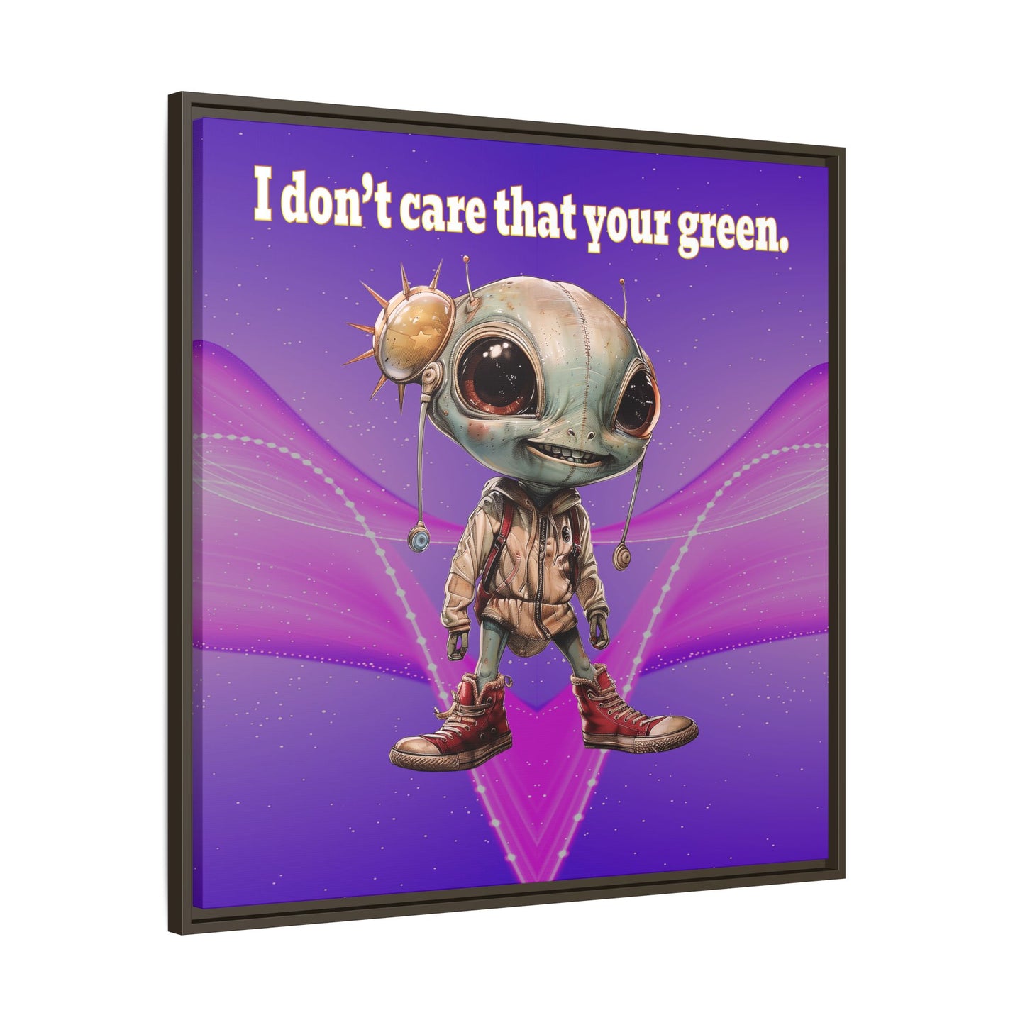 I don't care that your green - framed canvas art (purple-pink wave)