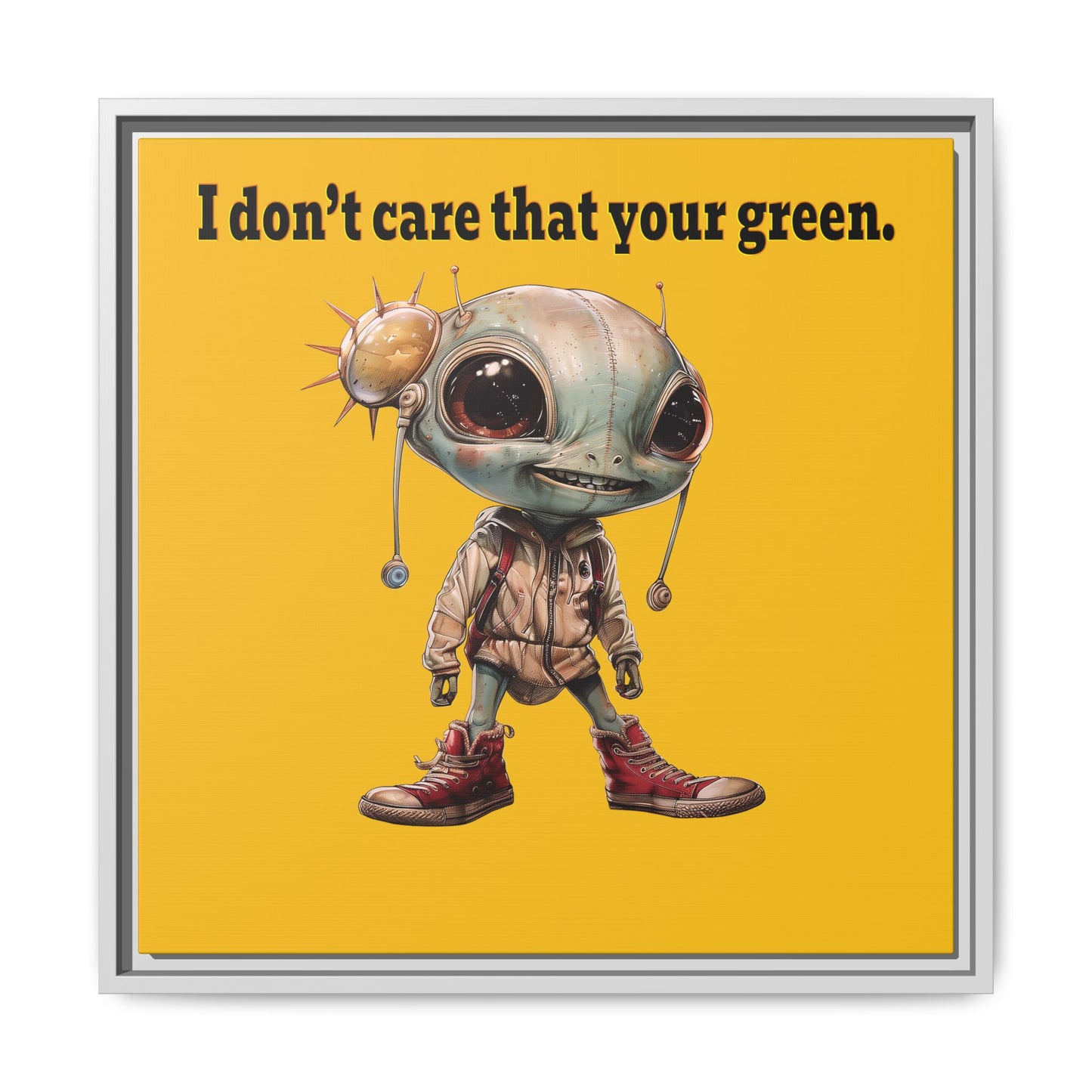 I don't care that your green - framed canvas art (yellow)