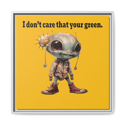 I don't care that your green - framed canvas art (yellow)