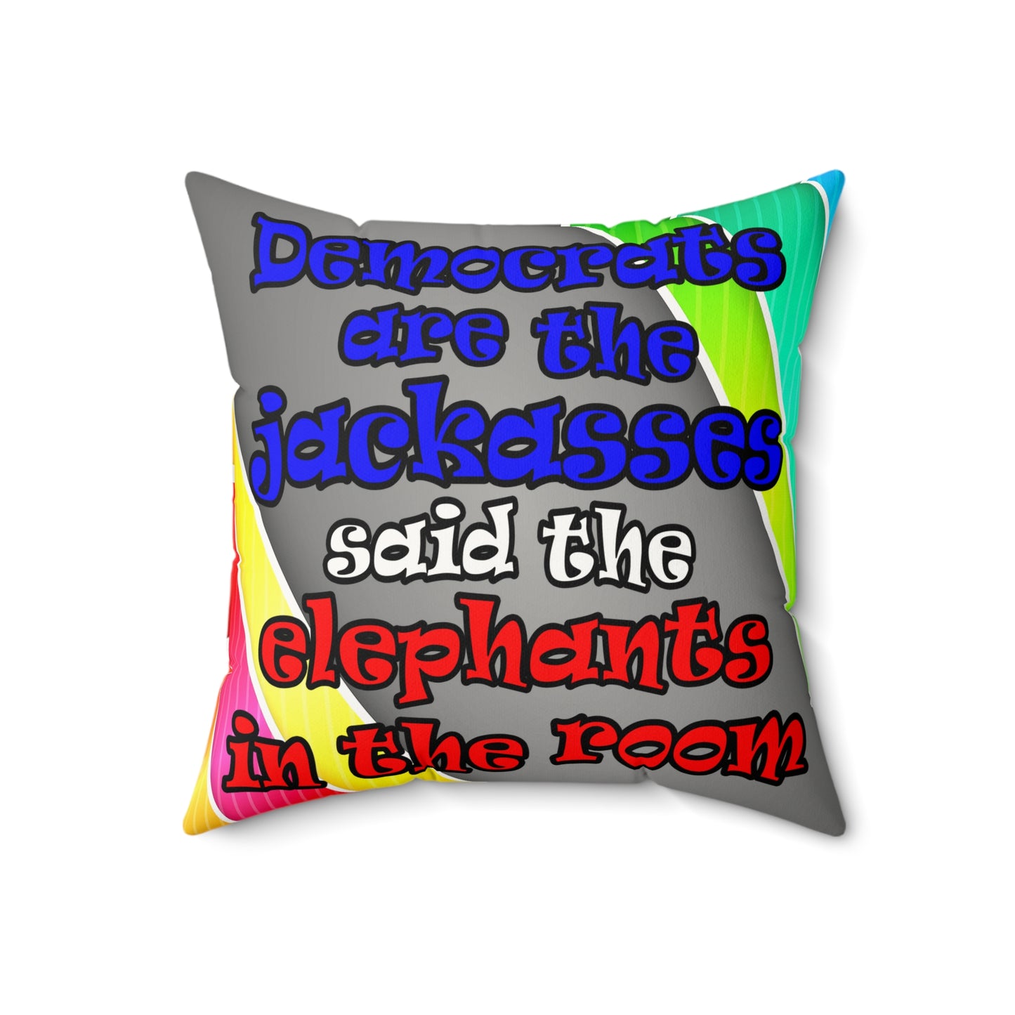 donkeys and elephants - Faux Suede Square Pillow - (rainbow split)