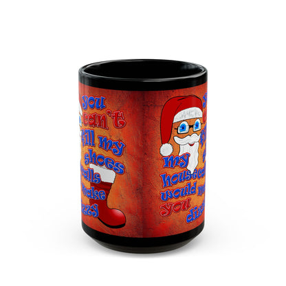 santa's shoes - Black Mug (burnt orange)