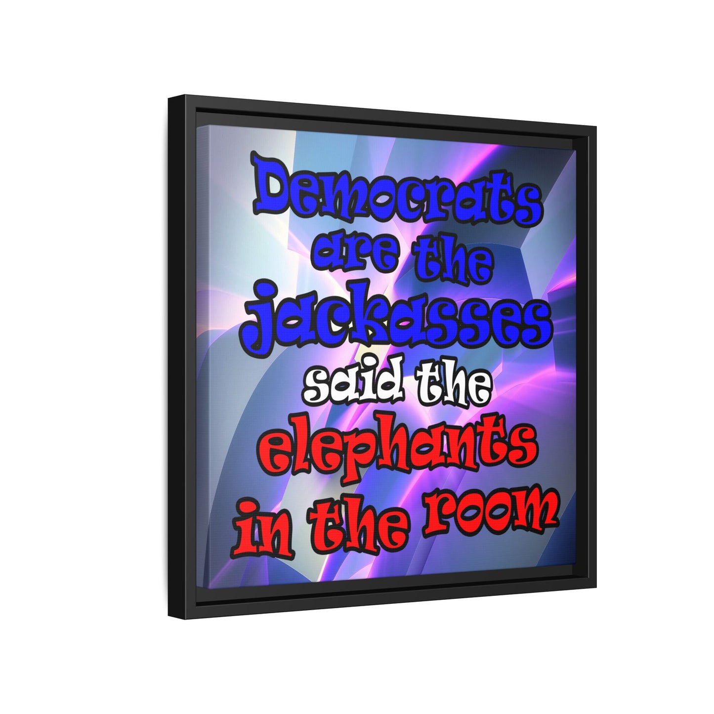 donkeys and elephants - framed canvas art (grey-pink wave)