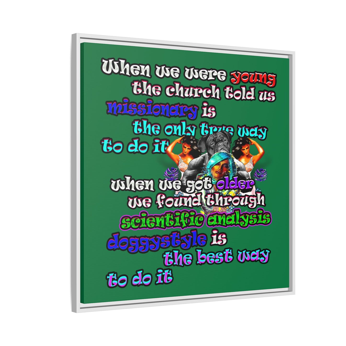 doggystyle - framed canvas art (dark green)