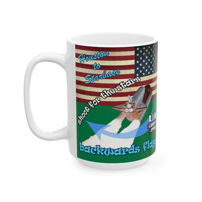 shoot for the stars - White Mug (dark green)