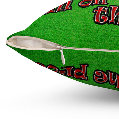schrodinger's cat - Spun Polyester Square Pillow - (green turf)