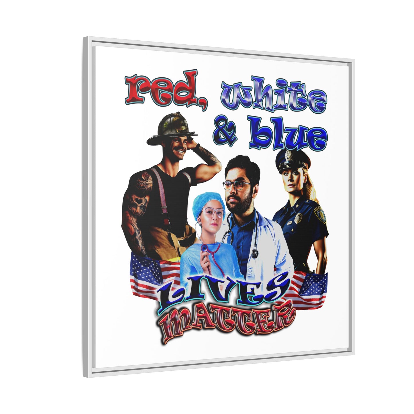 rw&b lives matter - framed canvas art (white)