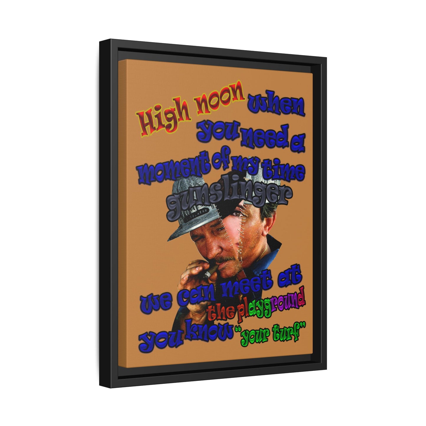 high noon - framed canvas art (light brown)
