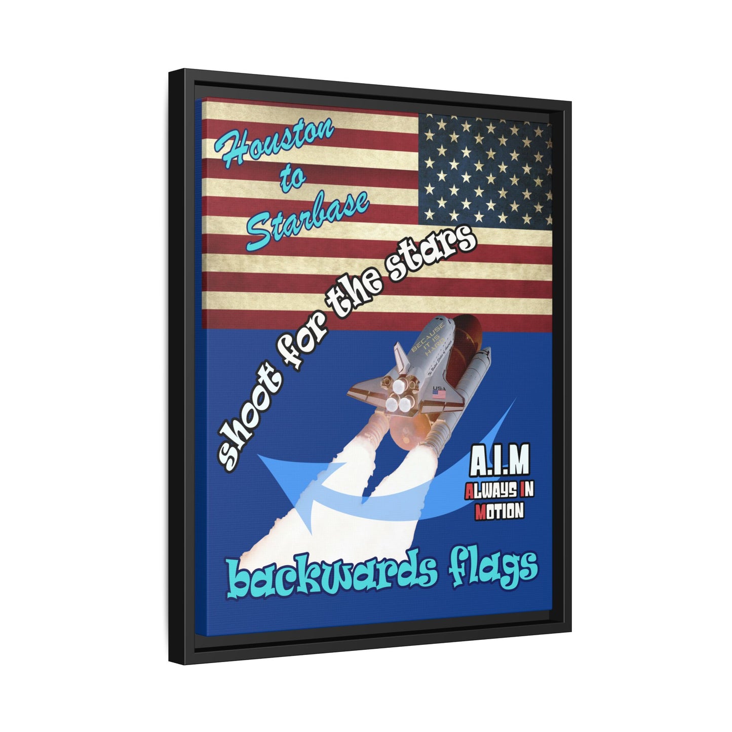 shoot for the stars - framed canvas art (dark blue)