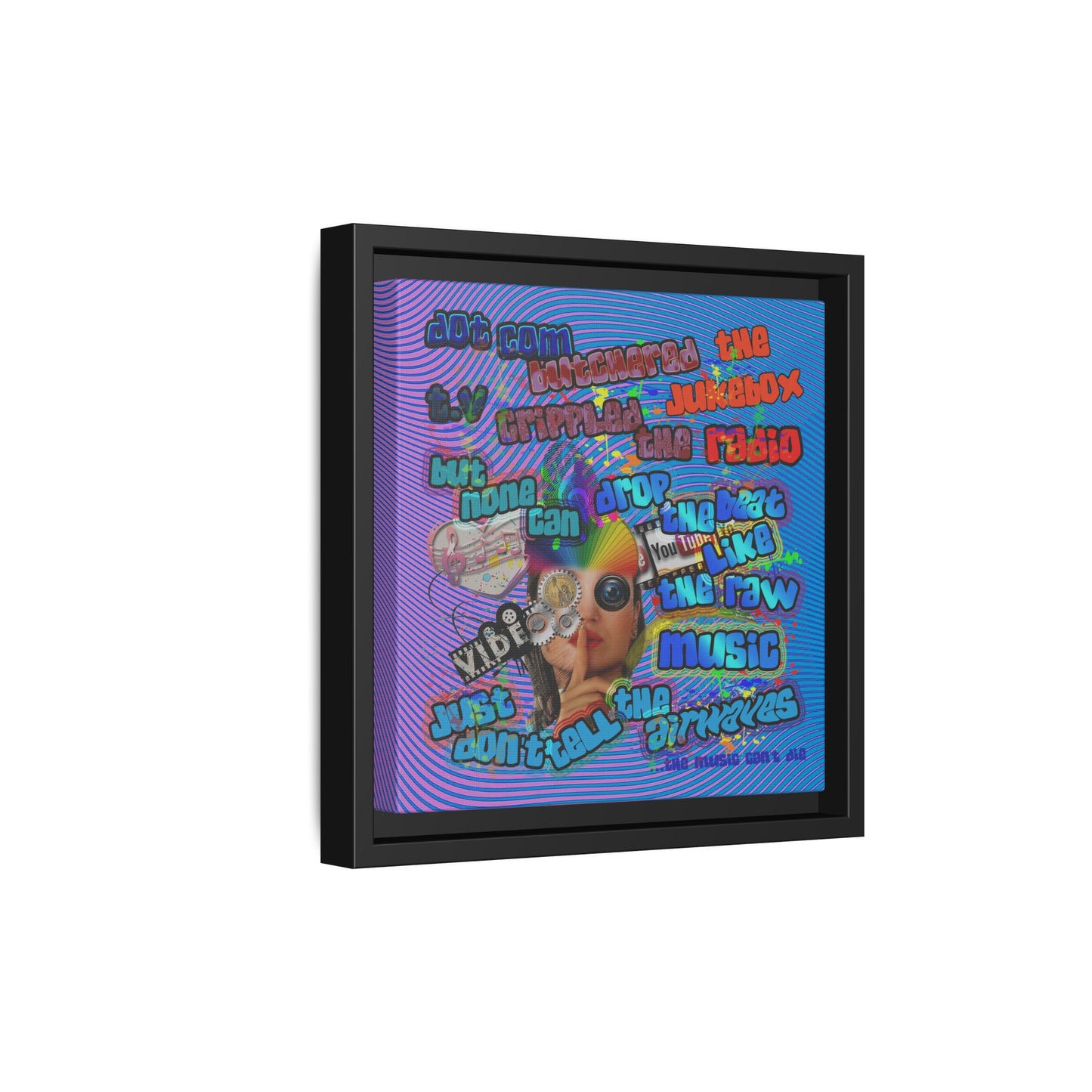 drop the beat - framed canvas art (light blue-purple wave)