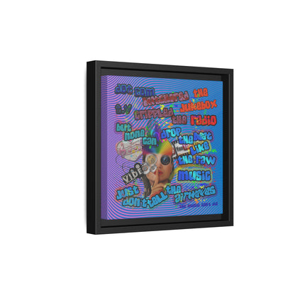 drop the beat - framed canvas art (light blue-purple wave)
