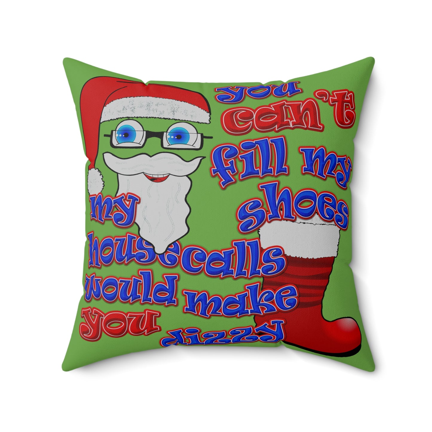 santa's shoes - Spun Polyester Square Pillow - (green)